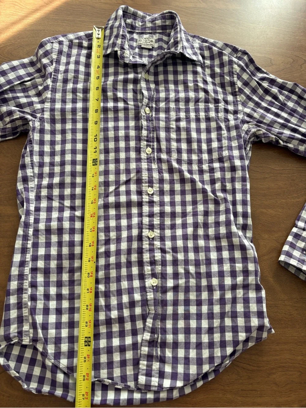J.Crew Men’s Purple White Gingham Button Down Shirt Long Sleeve Size XS